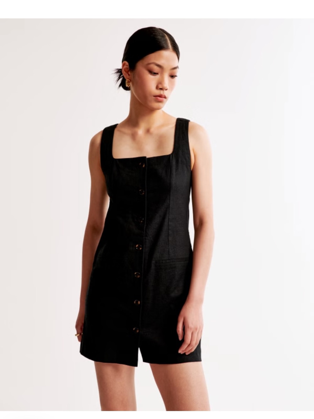 Black Button-Front Mini Dress